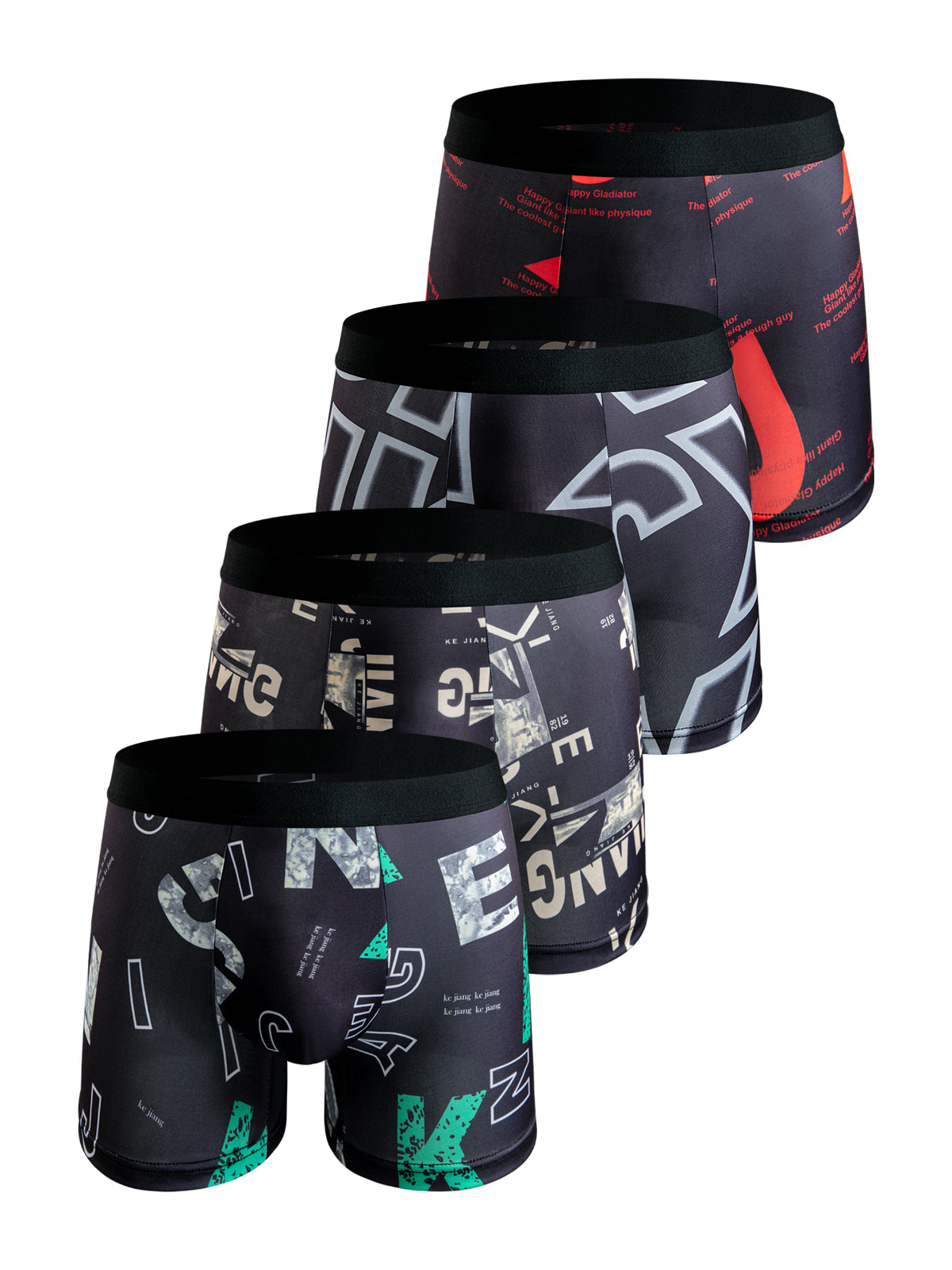 Scattered Letter Boxer Briefs 4-Pack